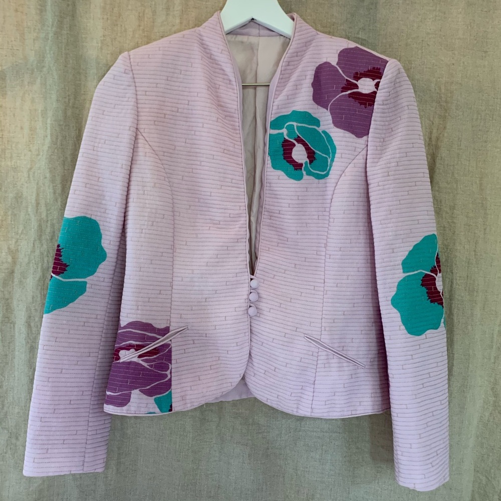Vintage Blush Floral Quilted Blazer | Size XS - S